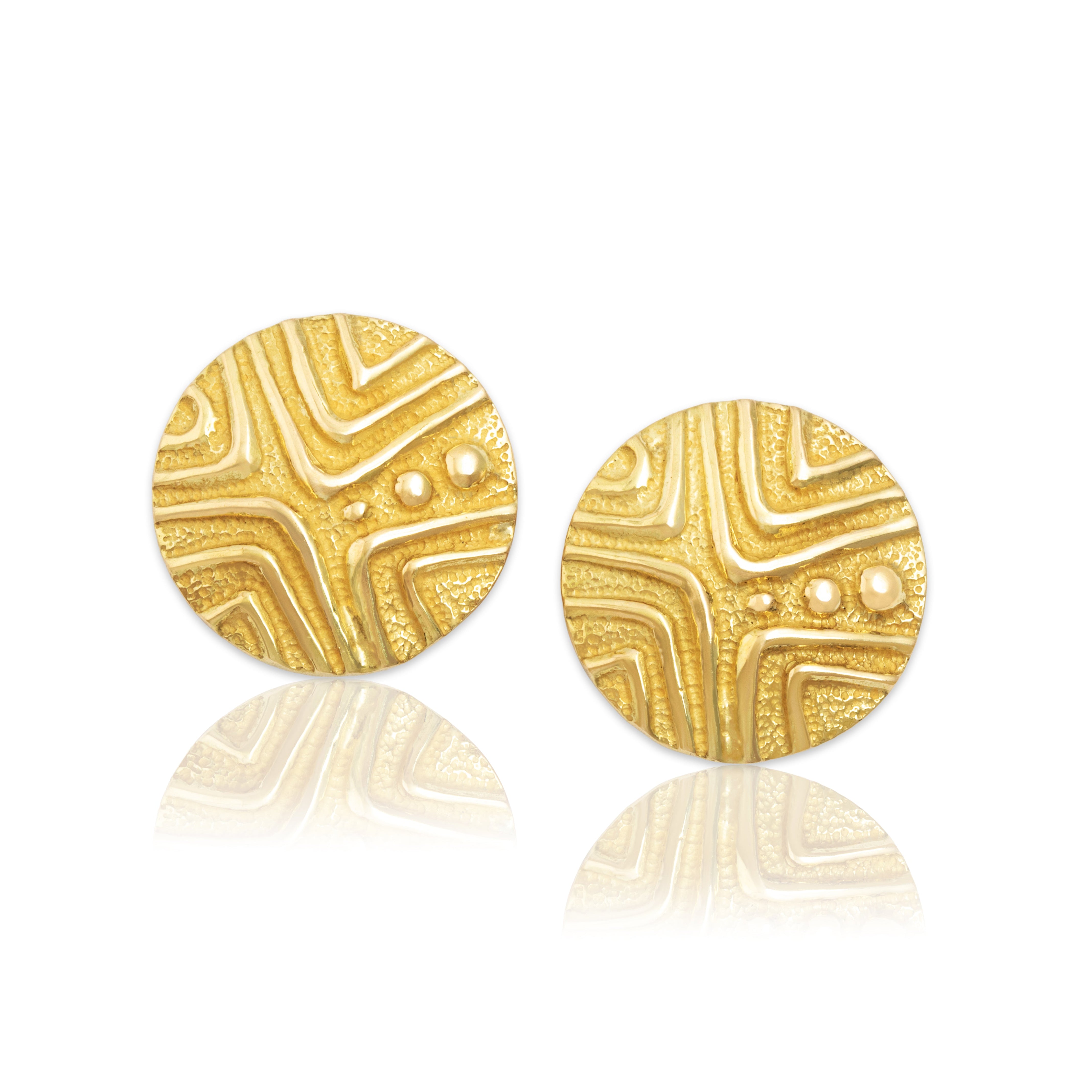 Vintage Italian 18k Yellow Gold Chic Abstract Disk Statement