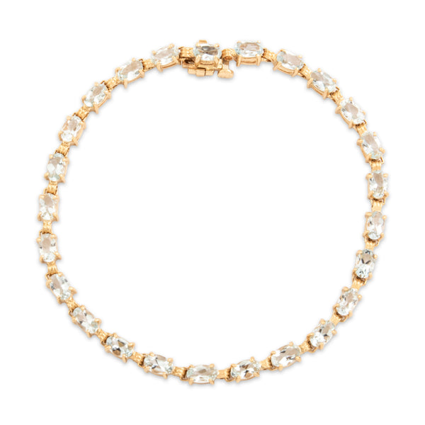 Vintage 14k Yellow Gold 4.61cttw Aquamarine Stunning Oval Tennis Bracelet 6.75"
