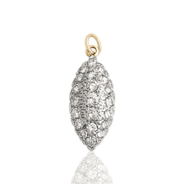 Vintage 14k White & Yellow Gold 1.17cttw Diamond Dazzling Navette Pendant