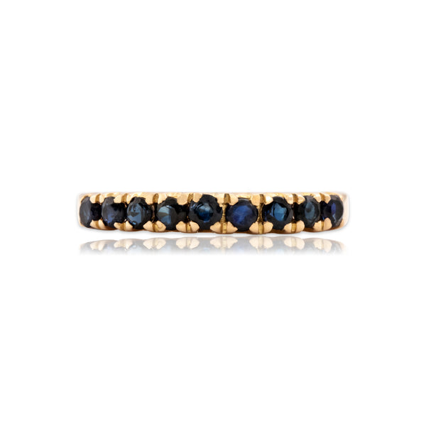 Vintage 14k Rosy Yellow Gold .66cttw Blue Sapphire Night Sky Band Ring 7.50