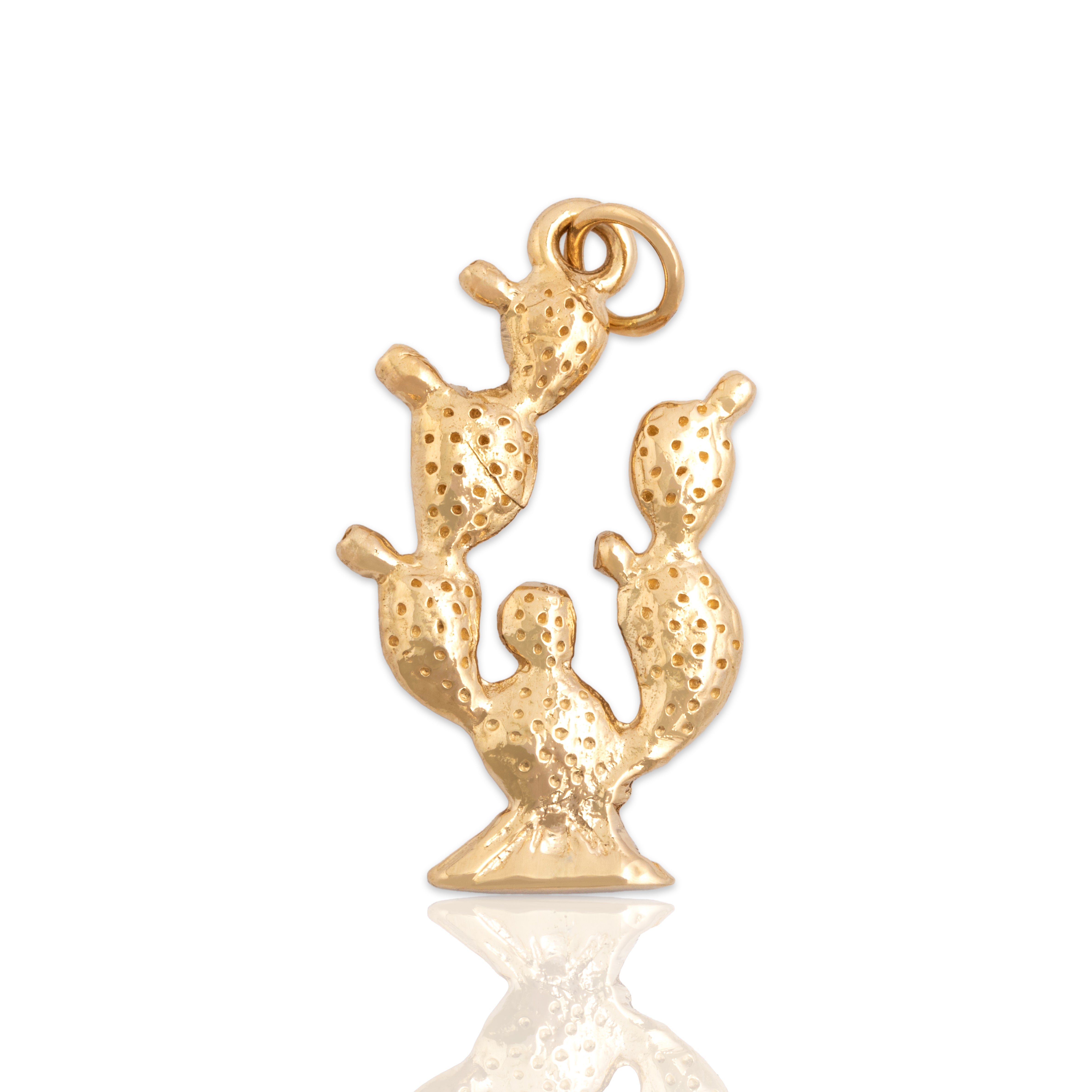 prickly pear cactus charm Vintage Heavy 14k Yellow Gold Prickly Pear Cactus Charm / Pendant