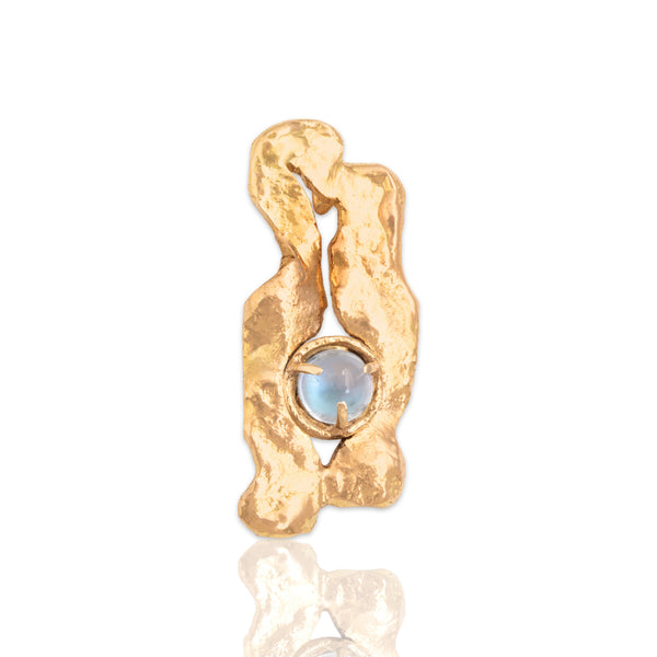 Vintage 18k Yellow & Rosy Yellow Gold .58ct Moonstone Sculptural Pendant
