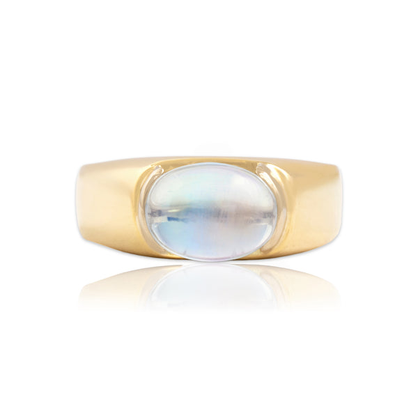 Vintage 14k Yellow Gold 4.36ct Moonstone Fantastic Glowing Tall Dome Ring 11.00
