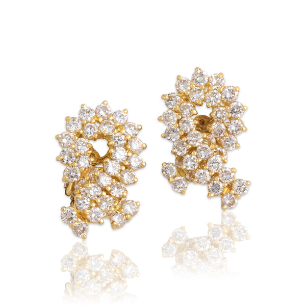 Vintage Large 18k Yellow Gold 5.03cttw Diamond Sparkling Loop Earrings