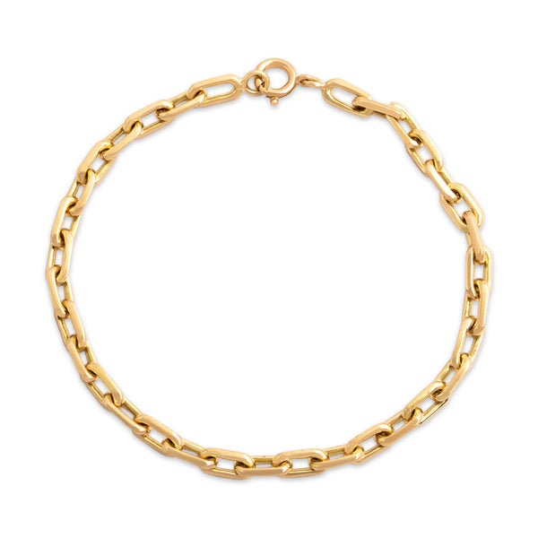 Vintage Heavy 18k Yellow Gold Elongated Cable Chain Bracelet - Close-up view