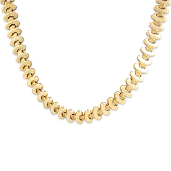 Vintage Italian Substantial 14k Yellow Gold Dual-Textured Collar Necklace 17"
