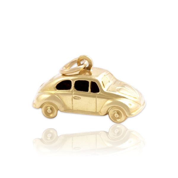 Vintage 14k Yellow Gold Speedy Beetle Car Charm / Pendant - Close-up view