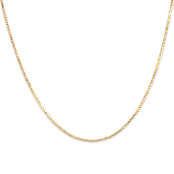 Vintage 14k Yellow Gold 1mm Classic Box Chain - Close-up view