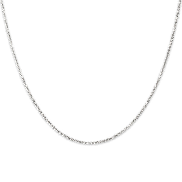 Estate 14k White Gold 1.2mm Lovely Wheat Chain - Close-up view