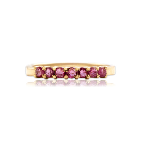 Vintage 10k Yellow Gold Ruby Bright Dainty Line Band Ring 9.00