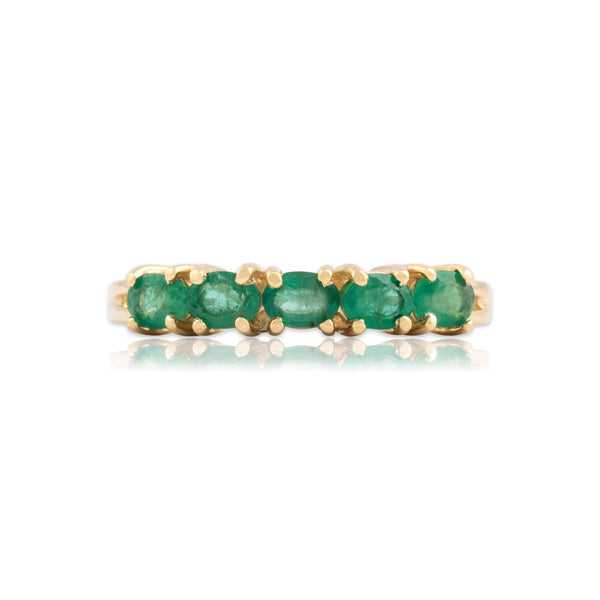 Vintage 14k Yellow Gold Emerald Chic Oval Line Ring 9.00