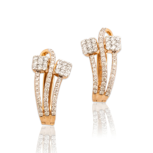 Estate 18k Rose Gold .93cttw Diamond Dazzling Flowing Pavé Loop Earrings