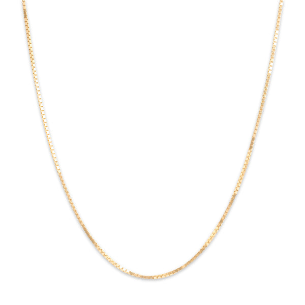 Vintage Italian 14k Yellow Gold 1mm Sleek Long Box Chain - Close-up view