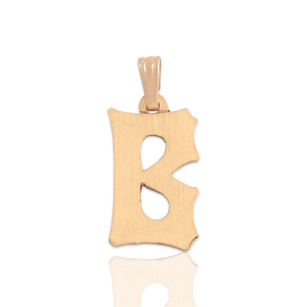 Vintage 14k Yellow Gold Brushed "b" Initial Clip Charm / Pendant - Close-up view