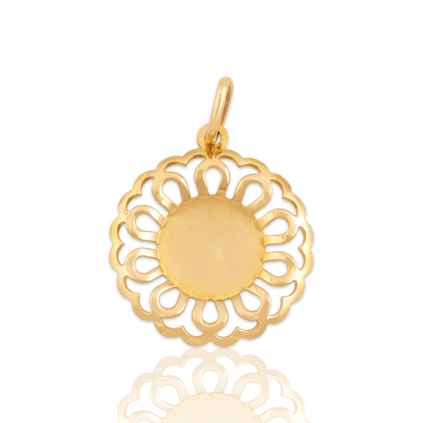 Vintage Italian 14k Yellow Gold Swirling Open Sun Disc Charm / Pendant