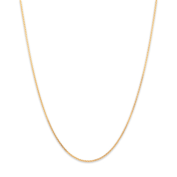 Vintage Italian 14k Yellow Gold 1mm Chic Classic Wheat Chain - Close-up view