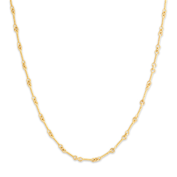 Vintage Italian 18k Yellow Gold 2.7mm Chic Rope Twist Link Chain - Close-up view