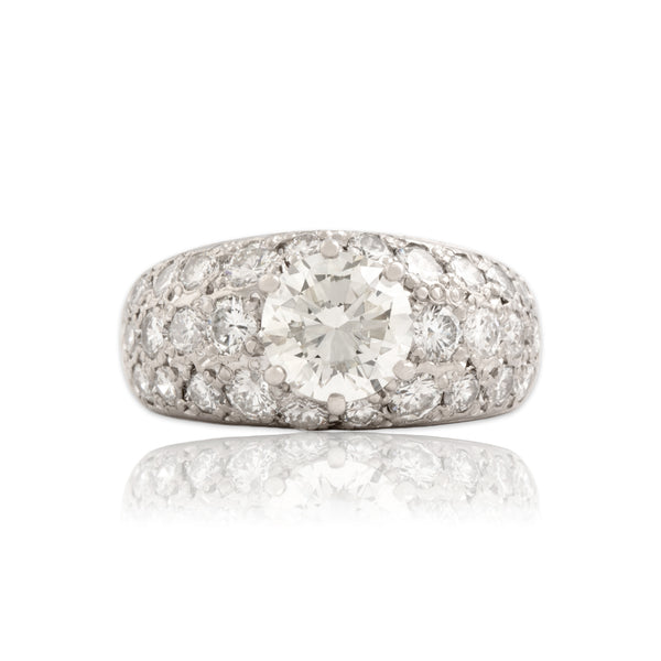Vintage Heavy Platinum 3.35cttw Diamond Superb Wide Pavé Ring 6.50