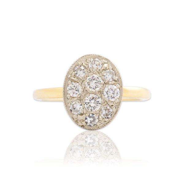 Vintage 14k White & Yellow Gold Diamond Sparkling Scatter Set Ring 5.25