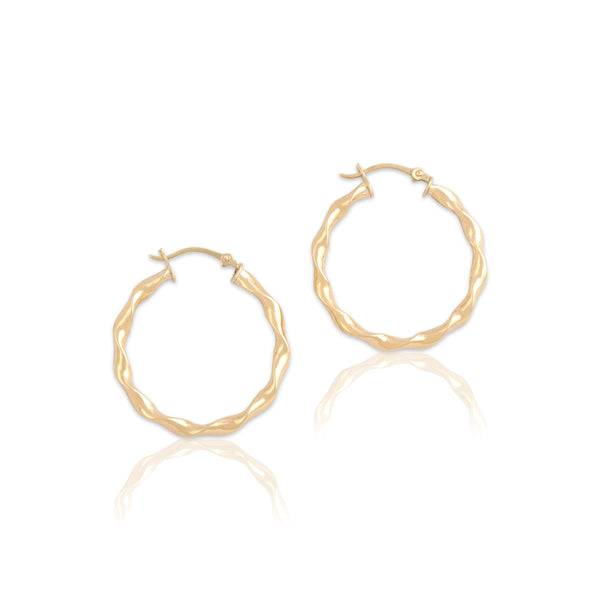 Vintage 14k Yellow Gold Smooth Twist Hoop Earrings