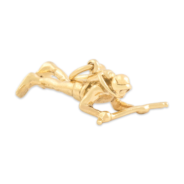 Vintage 14k Yellow Gold Figural Exploring Scuba Diver Charm / Pendant