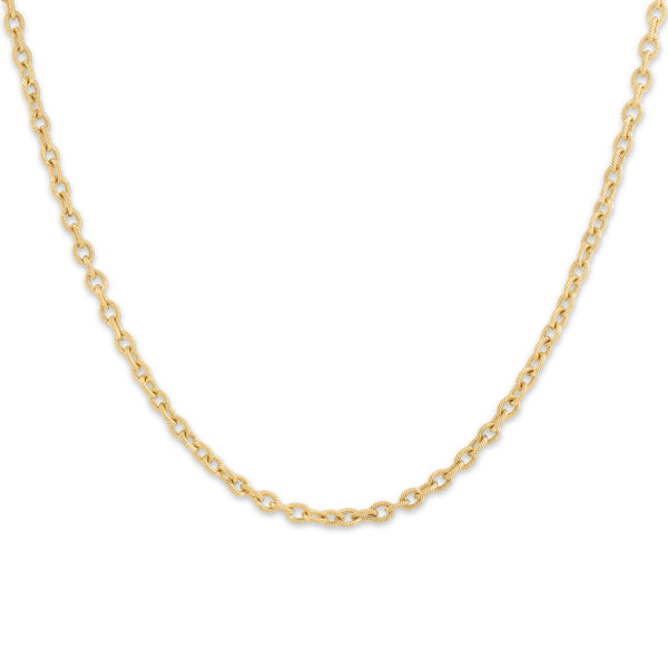 Vintage Italian 14k Yellow Gold 2.7mm Fantastic Ribbed Cable Chain - Close-up view