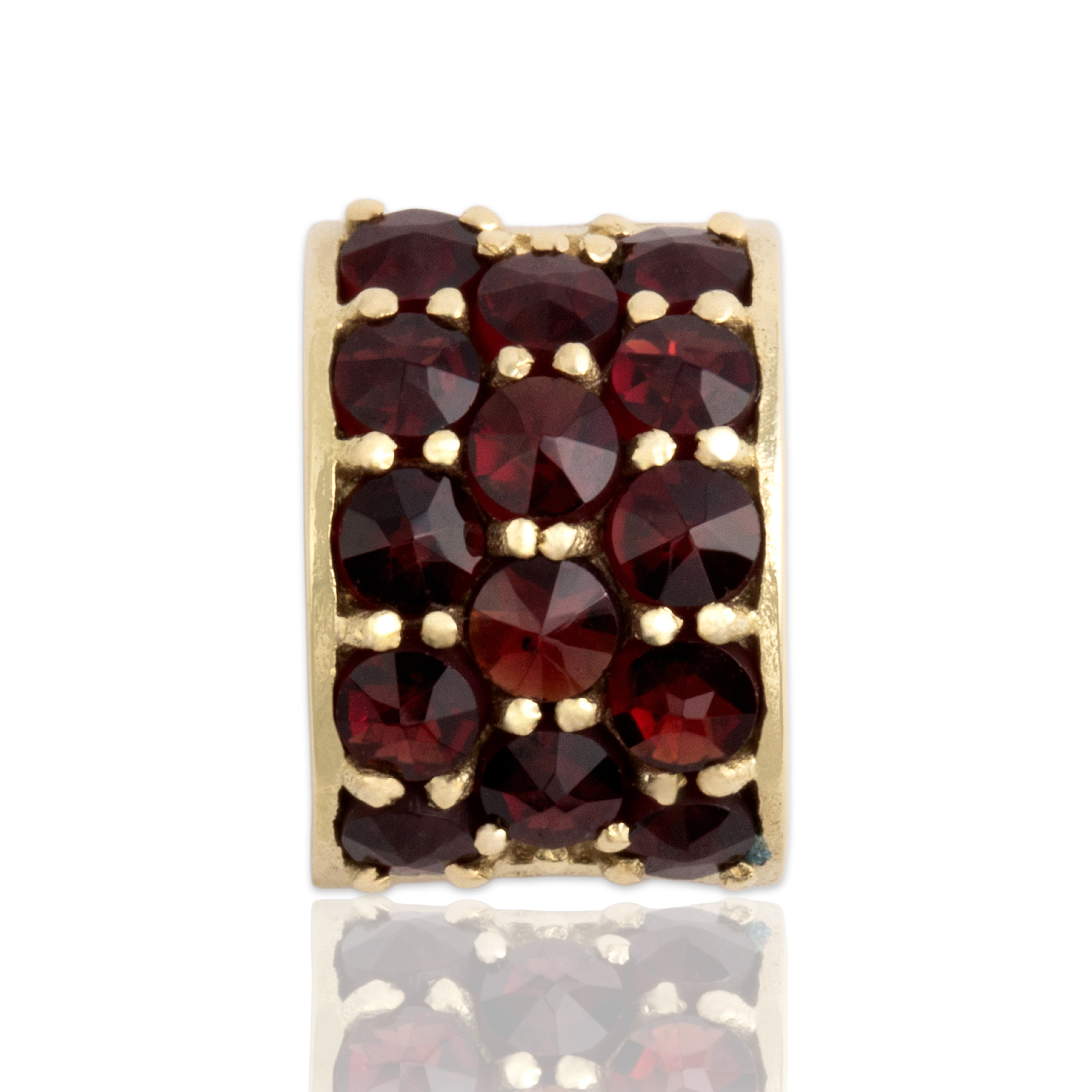 Vintage 14k Yellow Gold .68cttw Garnet Bold Spiked Slide Pendant - Close-up view