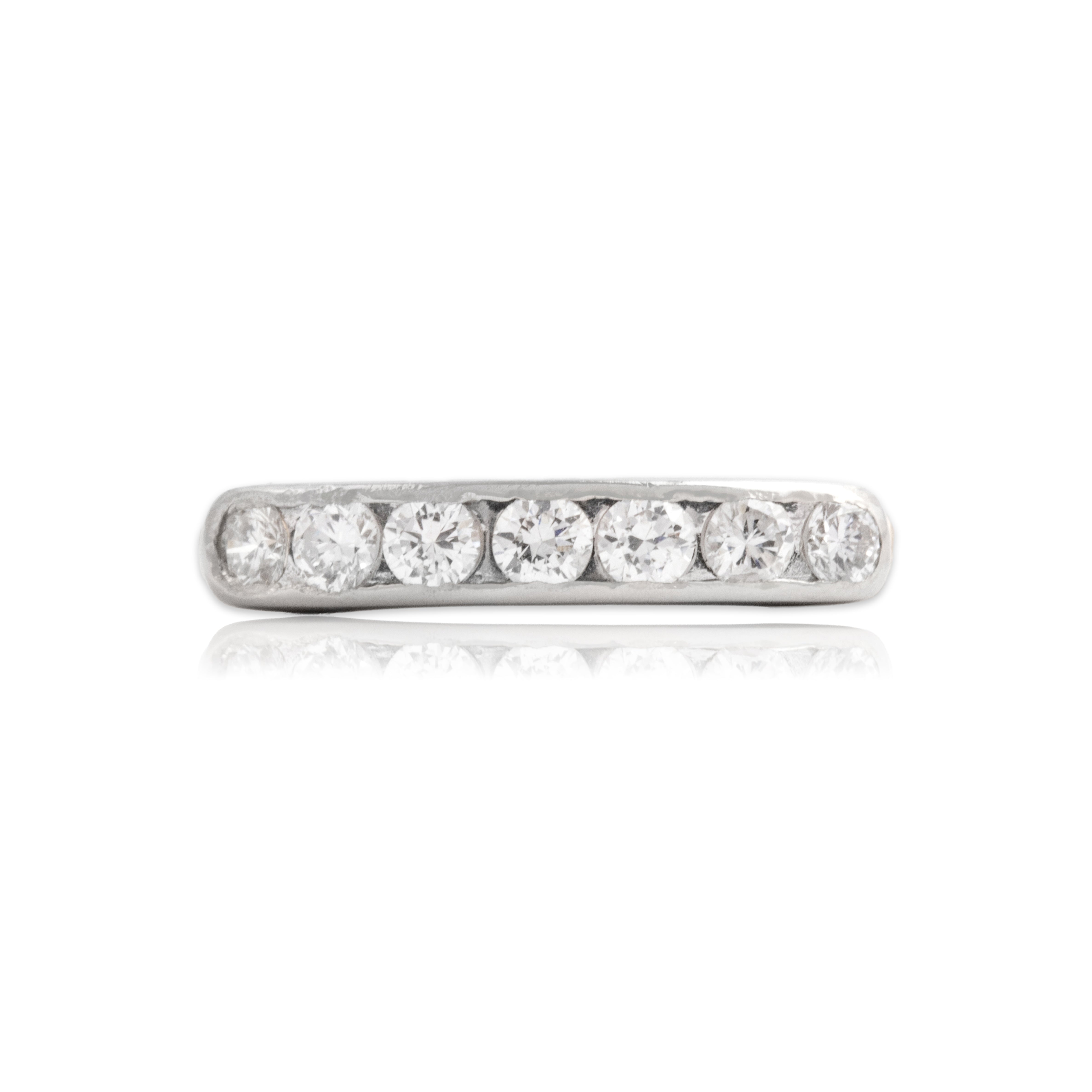 Vintage 14k Yellow & White Gold Diamond Romantic Classic Line Band Ring - Close-up view