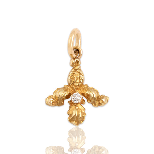 Antique Victorian 14k Yellow Gold Old Mine Cut Diamond Incredible Charm / Pendant
