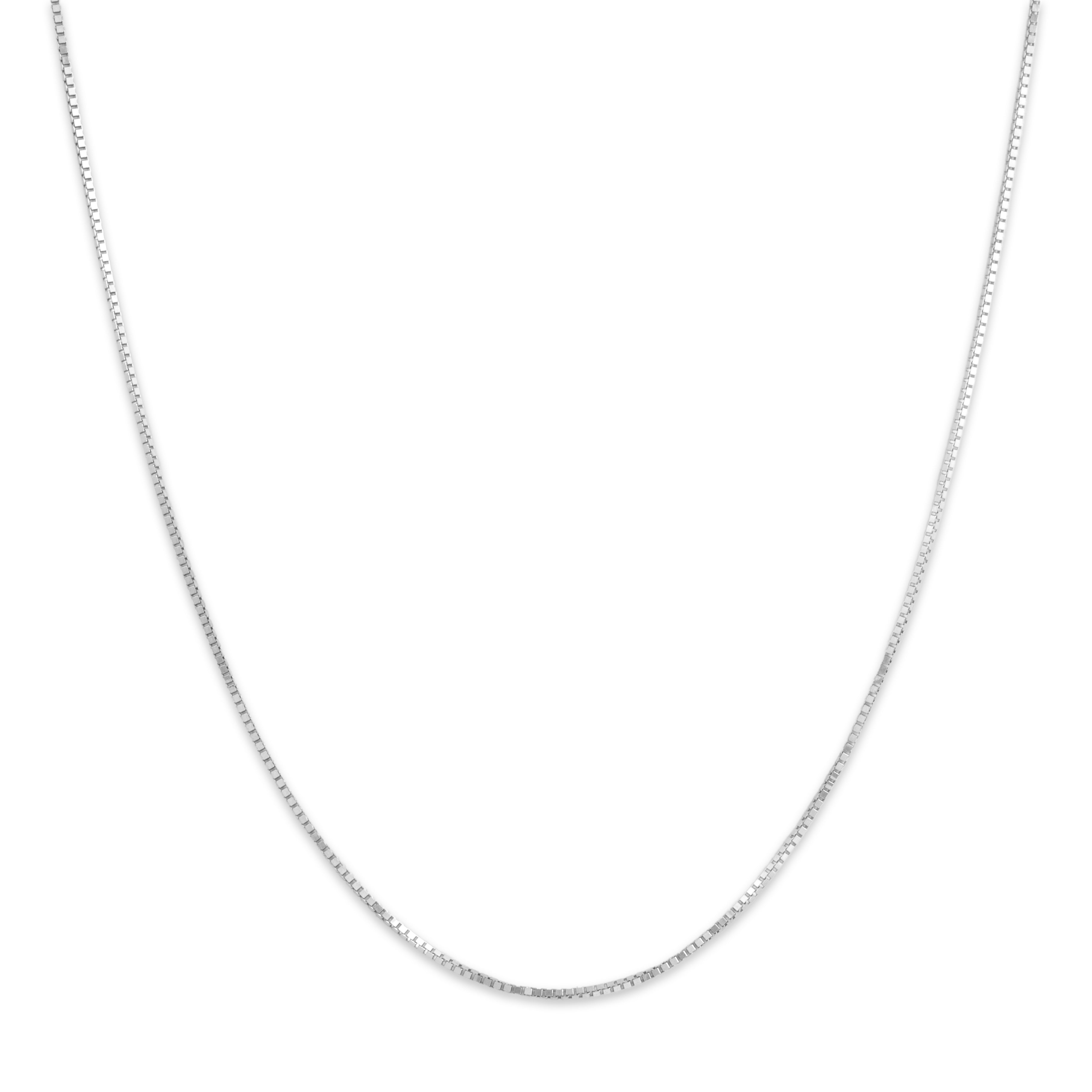 Vintage Italian 14k White Gold .8mm Sleek Box Chain - Close-up view