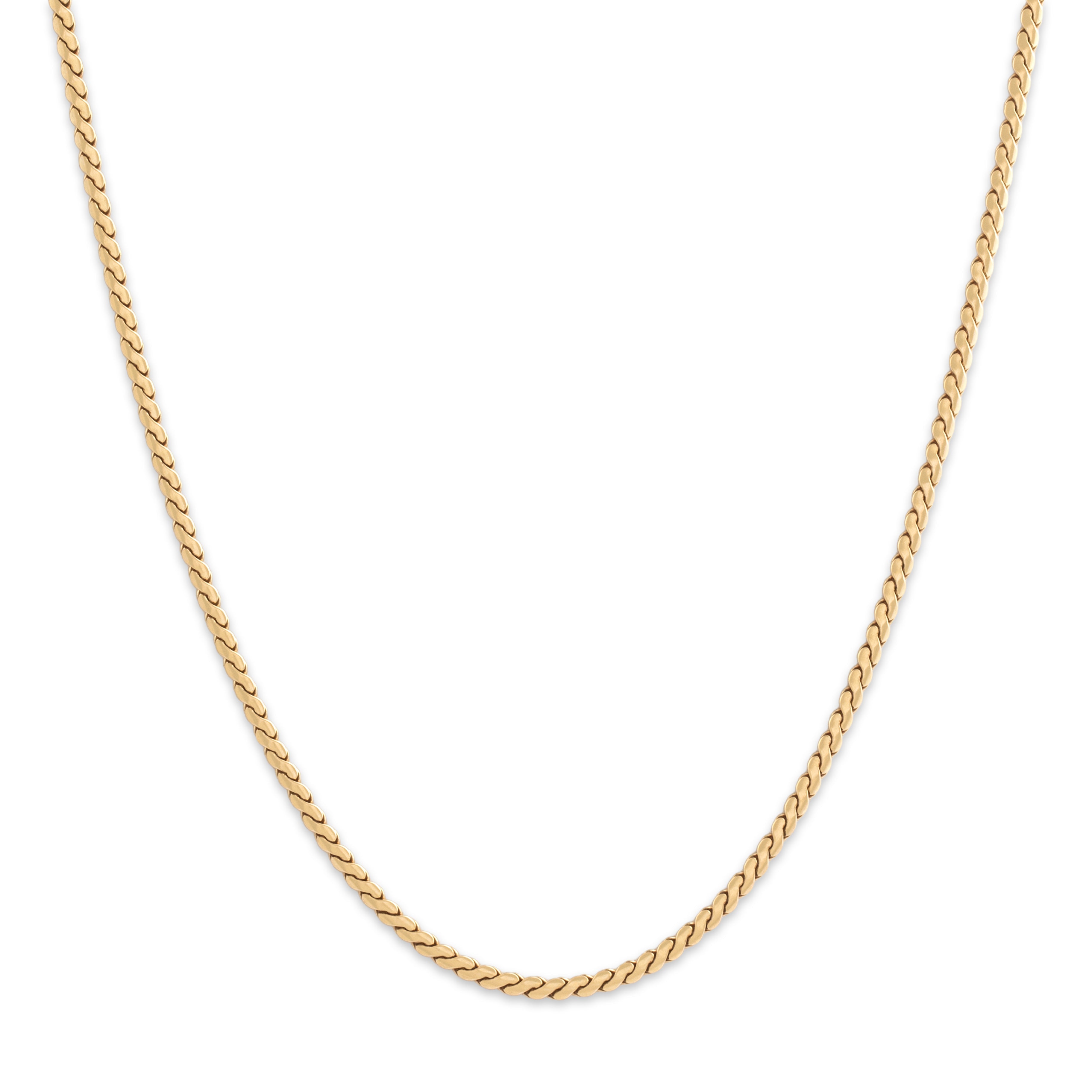 Vintage Substantial 18k Yellow Gold 1.8mm Serpentine Link Chain - Close-up view