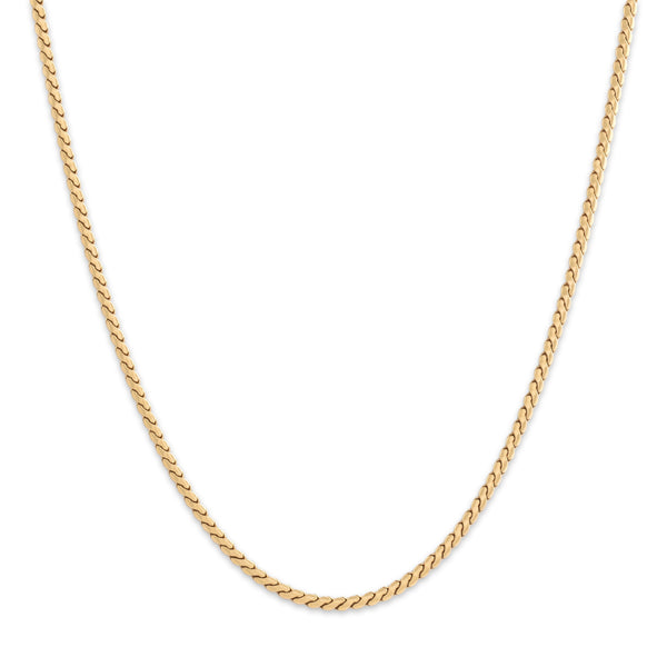 Vintage Substantial 18k Yellow Gold 1.8mm Serpentine Link Chain 21.25