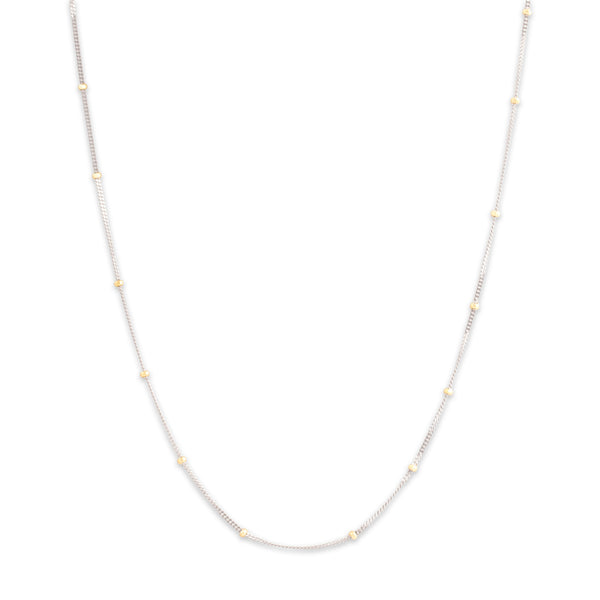 Vintage 14k White & Yellow Gold 1mm (Chain), 1.8mm (Bead) Cable Bead Chain 18