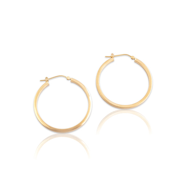 Vintage Lightweight 14k Yellow Gold Sleek Square Hoop Earrings