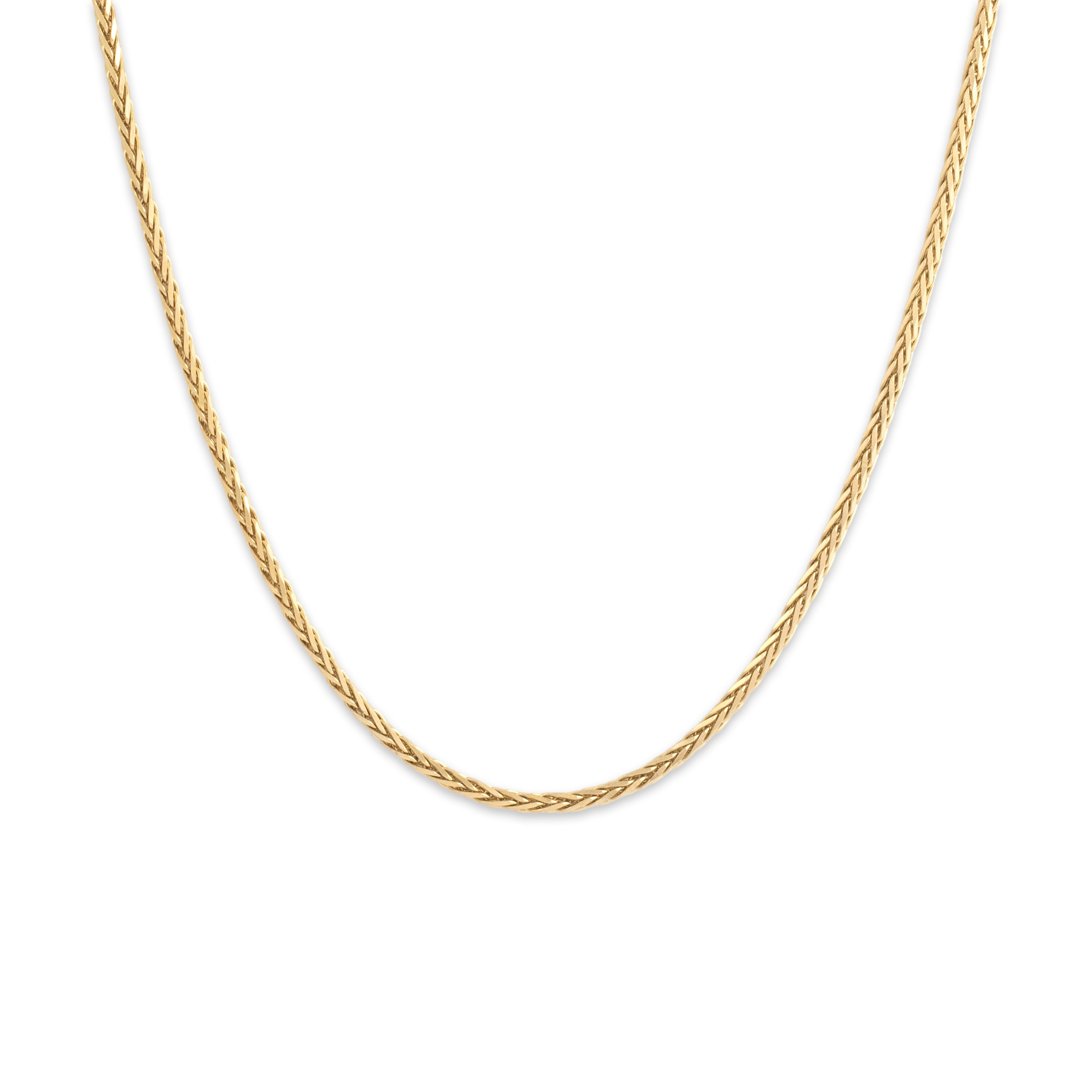Vintage 14k Yellow Gold 2mm Stunning Dimensional Faceted Wheat Chain - Close-up view