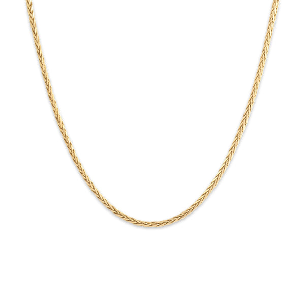 Vintage 14k Yellow Gold 2mm Stunning Dimensional Faceted Wheat Chain 20.25