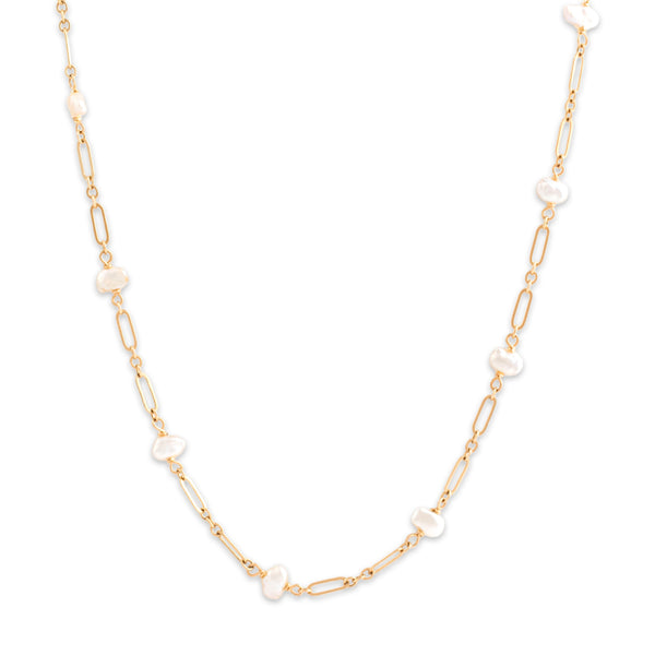 Vintage 14k Yellow Gold Seed Pearl Fantastic Naturalistic Station Necklace 24