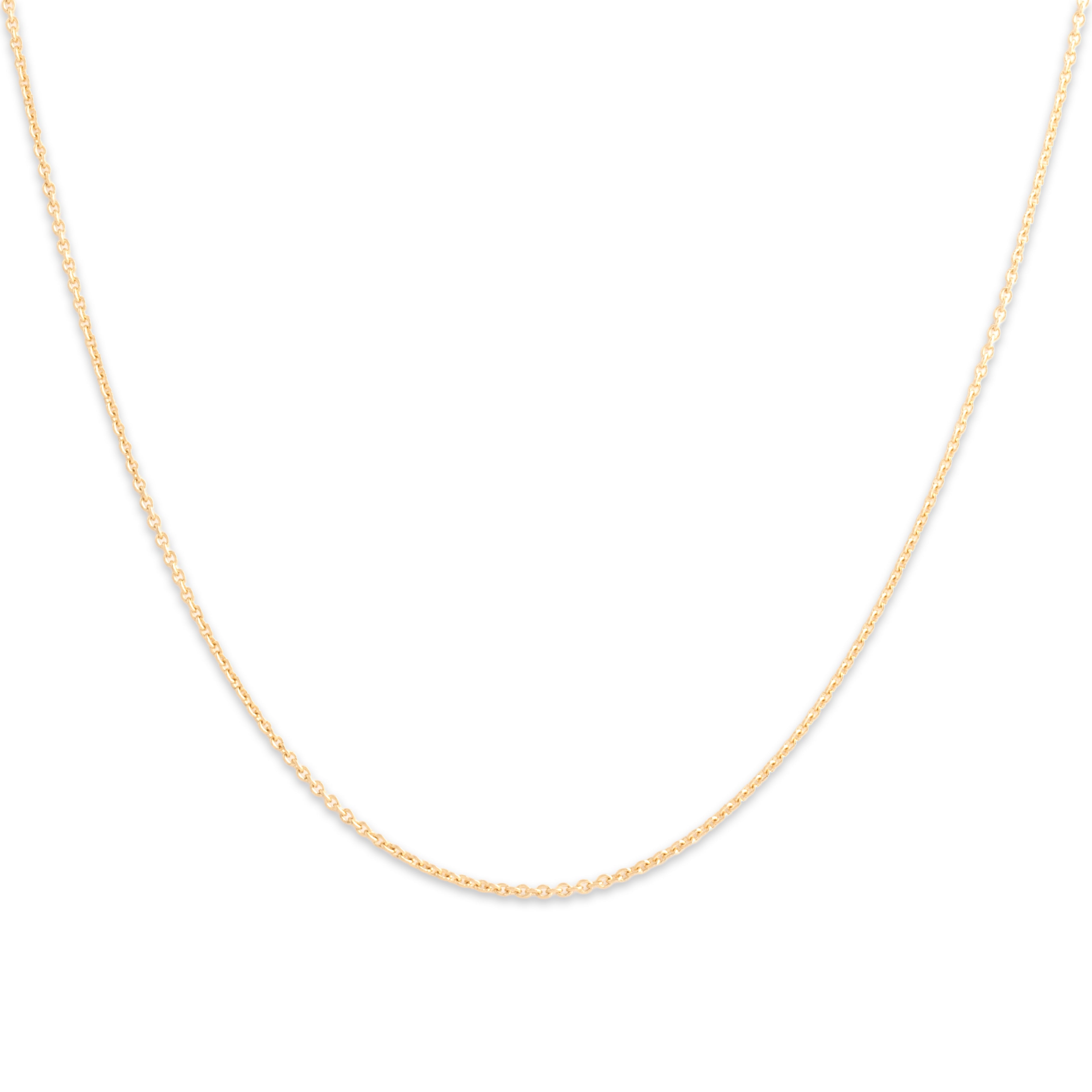 Estate Italian 18k Yellow Gold 1mm Delicate Round Cable Chain - Close-up view