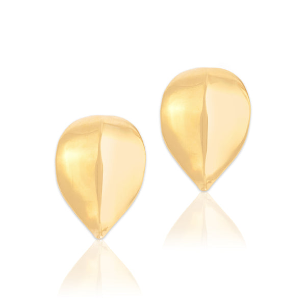 Vintage Italian Lightweight 14k Yellow Gold Chunky Leaf Stud Earrings