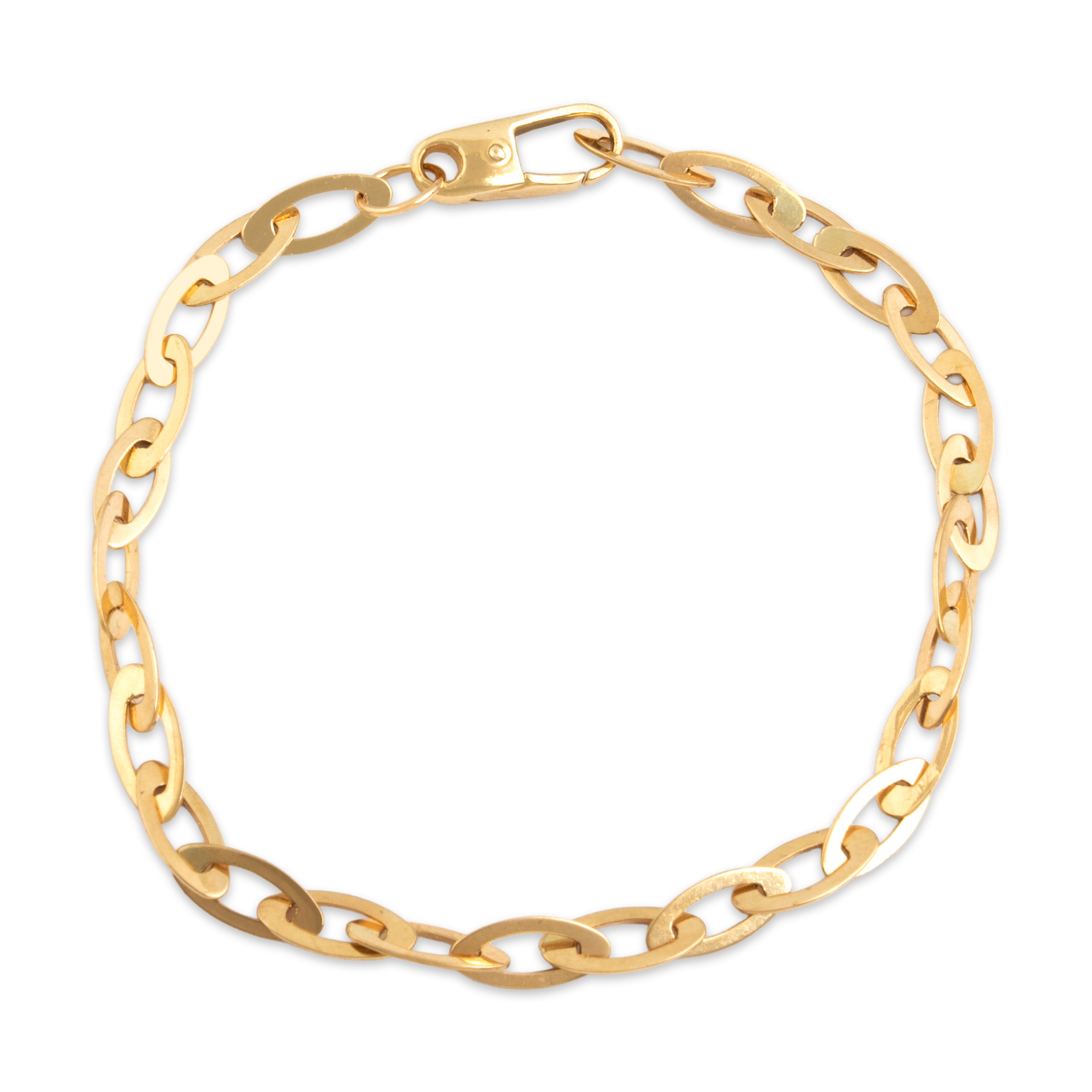 Vintage 18k Yellow Gold Sleek Oval Link Bracelet - Close-up view