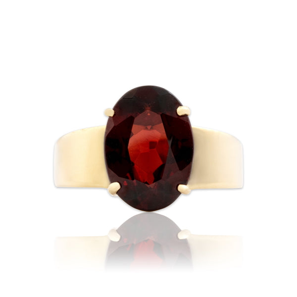 Vintage 10k Yellow Gold 5.21ct Garnet Bold Deep Crimson Oval Ring 10.00