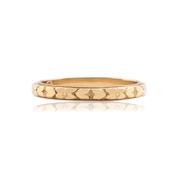 Vintage 14k Yellow Gold Classic Orange Blossom Eternity Band Ring 5.75
