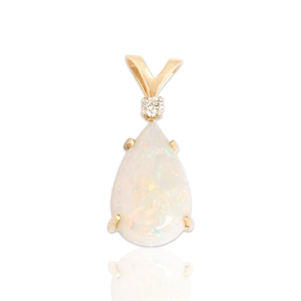 Vintage Church & Company 14k Yellow Gold 2.24ct Opal Diamond Pear Pendant