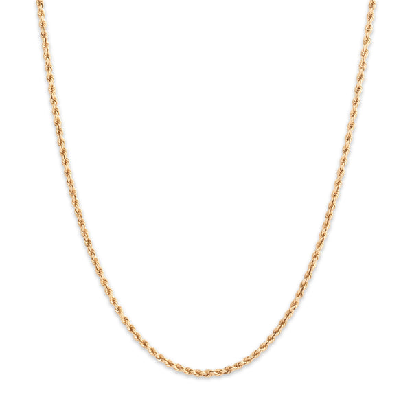 Vintage 14k Yellow Gold 1.75mm Glittering Rope Chain 24