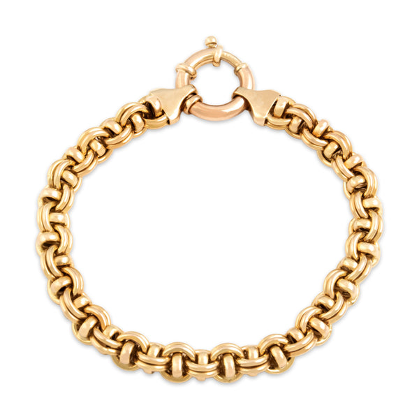 Vintage Italian Substantial 14k Yellow & Rosy Yellow Gold Dimensional Link Bracelet 7
