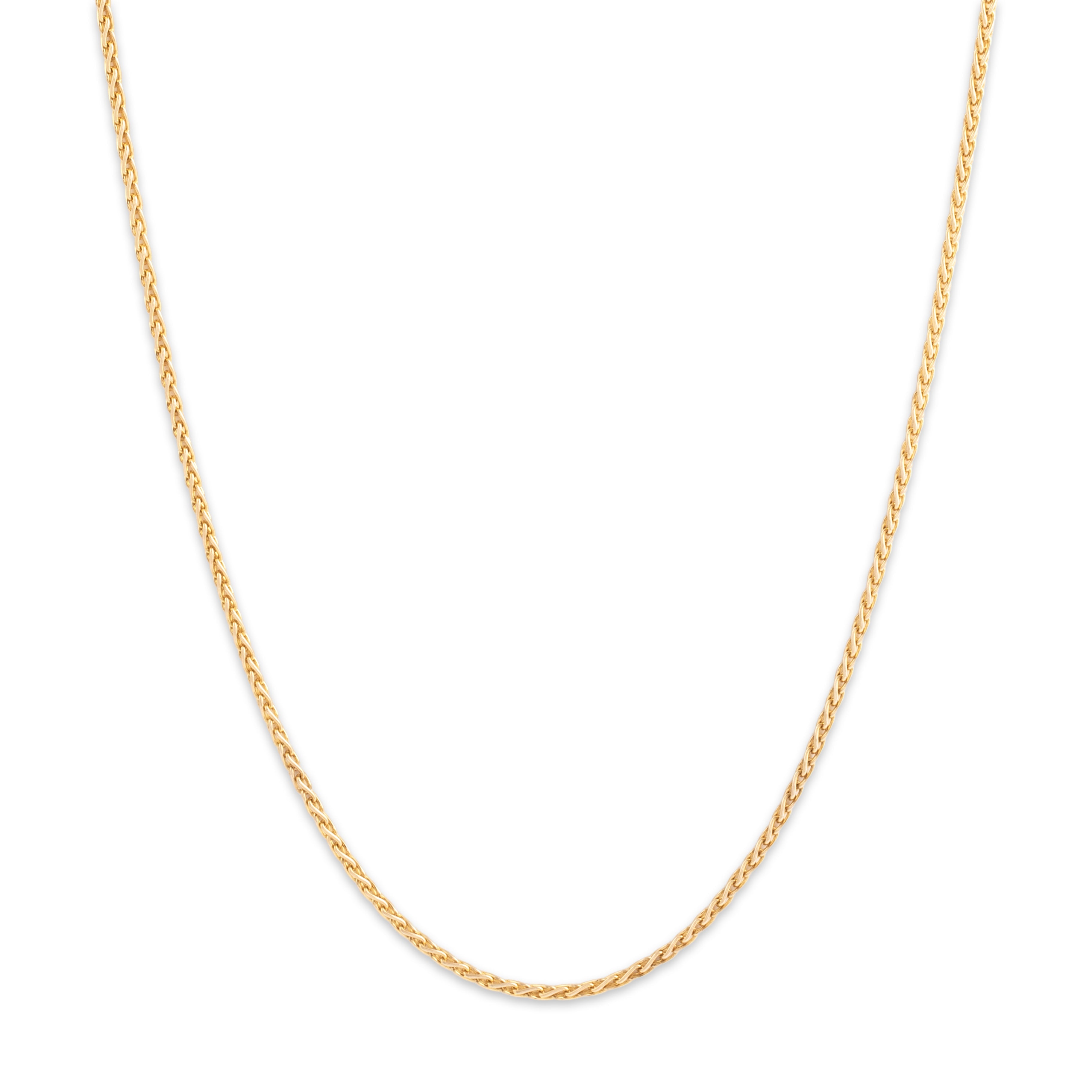 Vintage Italian 14k Yellow Gold 1.5mm Stackable Wheat Chain - Close-up view