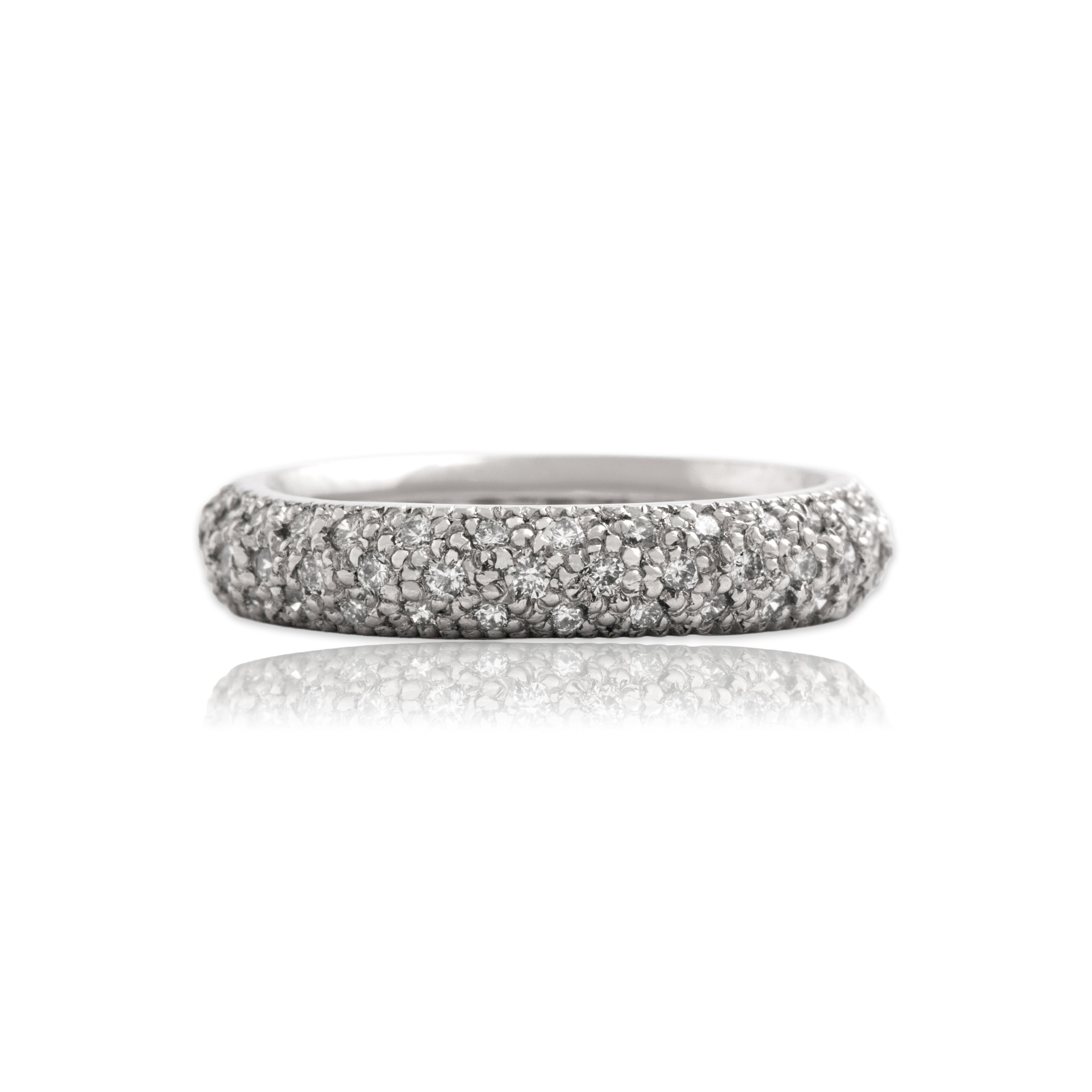 Vintage Platinum Diamond Sparkling Eternity Band Ring - Close-up view