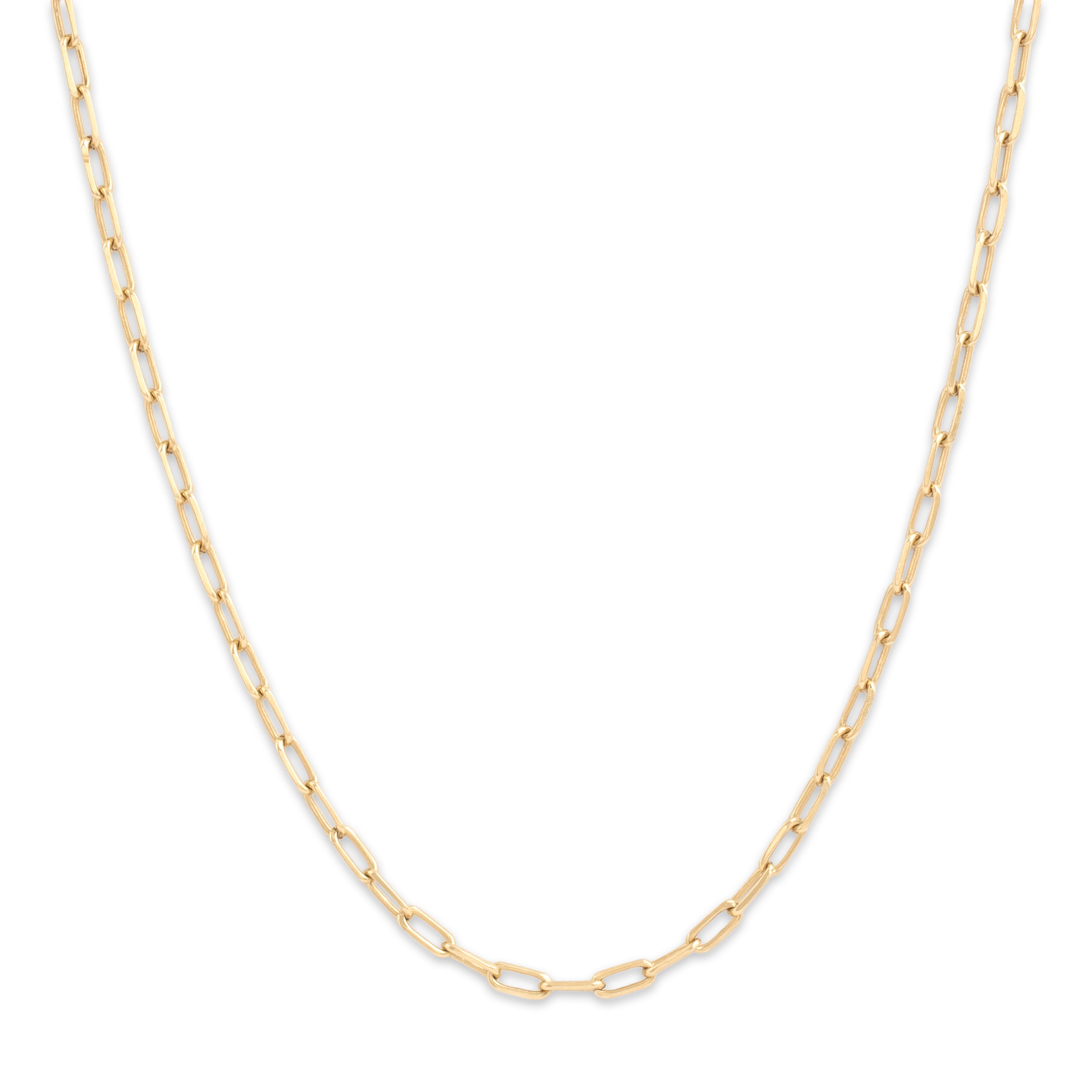 Vintage Italian 14k Yellow Gold 2.7mm Dimensional Paperclip Link Chain - Close-up view