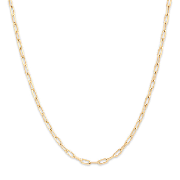 Vintage Italian 14k Yellow Gold 2.7mm Dimensional Paperclip Chain 18.75