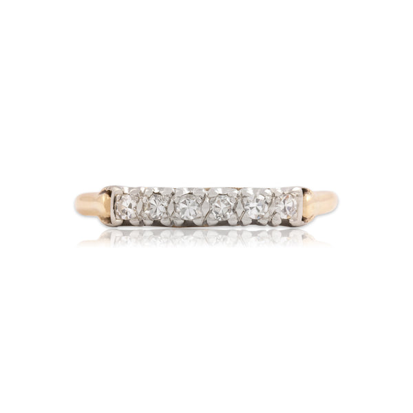 Vintage 14k Yellow & White Gold Diamond Classic Line Band Ring 8.00